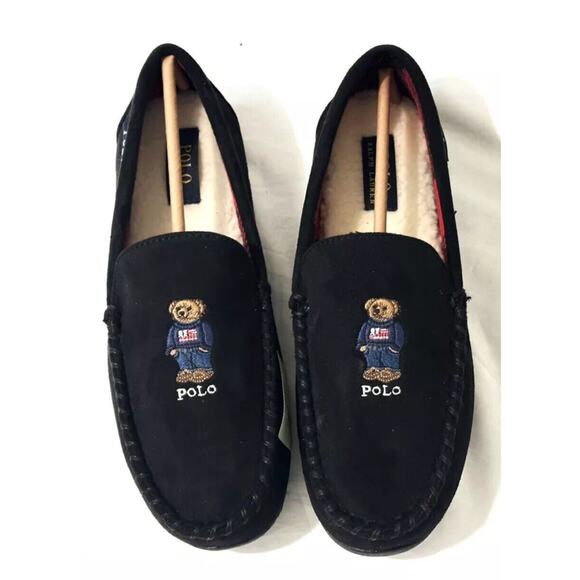 Polo Ralph Lauren Black RRL Bear Black Moccasin Shoes Mens 12 NEW Fast Ship main image 7